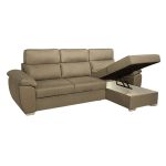 Divano Como II con penisola contenitore in tessuto giulia9703 cappuccino