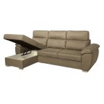 Divano Como II con penisola contenitore in tessuto giulia9703 cappuccino