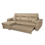 Divano Como II con penisola contenitore in tessuto giulia9703 cappuccino