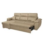 Divano Como II con penisola contenitore in tessuto giulia9703 cappuccino