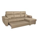 Divano Como II con penisola contenitore in tessuto giulia9703 cappuccino