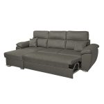 Divano Como II con penisola contenitore in tessuto giulia9713 grigio