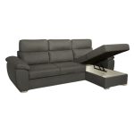 Divano Como II con penisola contenitore in tessuto giulia9713 grigio