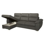 Divano Como II con penisola contenitore in tessuto giulia9713 grigio