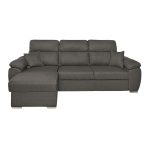 Divano Como II con penisola contenitore in tessuto giulia9713 grigio