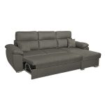 Divano Como II con penisola contenitore in tessuto giulia9713 grigio