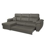 Divano Como II con penisola contenitore in tessuto giulia9713 grigio