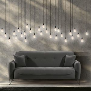 Divano Crown 3 posti ecopelle effetto nuvolato grigio 07-619  215x94x98h cm.