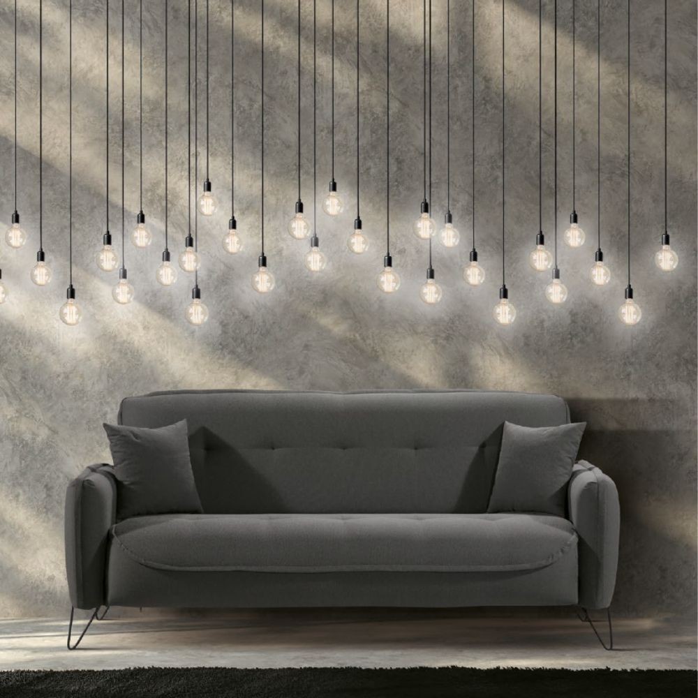 Divano Crown 3 posti ecopelle effetto nuvolato grigio 07-619  215x94x98h cm.