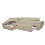 Divano Fiona angolare con penisola sinistra in tessuto Barrel09 cappuccino