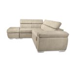 Divano Fiona angolare con penisola sinistra in tessuto Barrel09 cappuccino