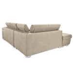 Divano Fiona angolare con penisola sinistra in tessuto Barrel09 cappuccino