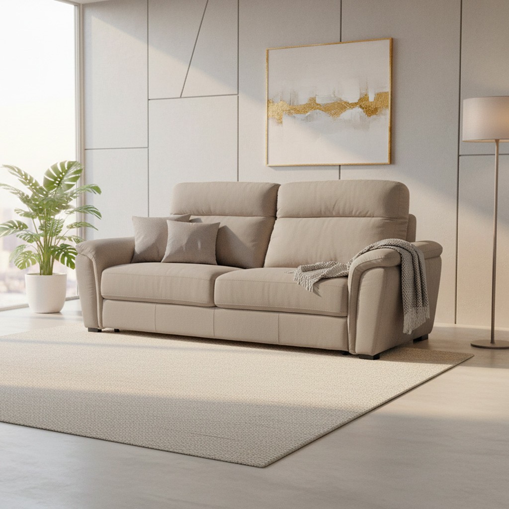 Divano Gonzaga 3 posti fisso con poggiatesta regolabili in 3 posizioni colore luna 05 caribou