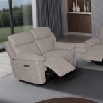 Divano Kayde 2 posti recliner elettrico in tessuto Mia 103-05 beige