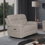 Divano Kayde 2 posti recliner elettrico in tessuto Mia 103-05 beige