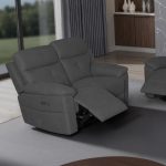 Divano Kayde 2 posti recliner elettrico in tessuto Mia 103-27 grigio scuro