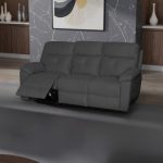 Divano Kayde 3 posti recliner elettrico in tessuto Mia 103-27 grigio scuro