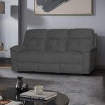 Divano Kayde 3 posti recliner elettrico in tessuto Mia 103-27 grigio scuro