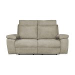 Divano Milano 2 posti con 2 recliner manuali in tessuto Orinoco 24 tortora