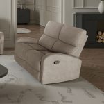 Divano Potter 2 posti recliner manuale in tessuto Mia 103-05 beige