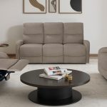Divano Potter 3 posti recliner manuale in tessuto Mia 103-05 beige