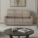 Divano Potter 3 posti recliner manuale in tessuto Mia 103-05 beige