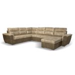 Divano Washington angolare con letto e 2 contenitori taupe Ranger 01 e Ranger 07