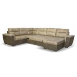 Divano Washington angolare con letto e 2 contenitori taupe Ranger 01 e Ranger 07