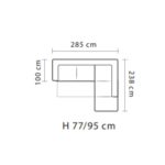 Divano angolare Gisella Mozart con pouff contenitore sinistro 285x238 mozart 9 elephant e mozart 4 light grey