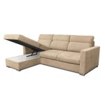 Divano angolare Kendall con penisola reversibile letto estraibile cappuccino Barrel 09