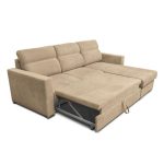 Divano angolare Kendall con penisola reversibile letto estraibile cappuccino Barrel 09