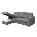 Divano angolare Kendall con penisola reversibile letto estraibile grigio Barrel 90