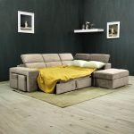 Divano angolare reversibile Positano con 5 poggiatesta regolabili e 2 pouf indipendenti in Barrel 09 cappuccino