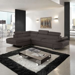 Divano angolare sinistro Julie con letto estraibile e contenitore in tessuto Texas 95 grigio elephant