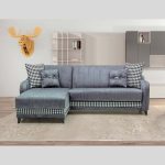Divano con penisola contenitore reversibile Laos grigio soft 22 246x138x92 H
