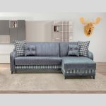 Divano con penisola contenitore reversibile Laos grigio soft 22 246x138x92 H