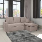 Divano con penisola reversibile Golf e letto estraibile in tessuto Enjoy03 tortora