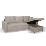 Divano con penisola reversibile Golf e letto estraibile in tessuto Enjoy03 tortora