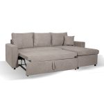 Divano con penisola reversibile Golf e letto estraibile in tessuto Enjoy03 tortora