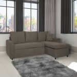 Divano con penisola reversibile Golf e letto estraibile in tessuto khaki Enjoy09