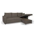 Divano con penisola reversibile Golf e letto estraibile in tessuto khaki Enjoy09