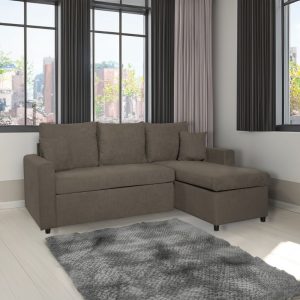 Divano con penisola reversibile Golf e letto estraibile in tessuto khaki Enjoy09