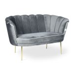 Divano due posti Orel in velluto Babyface 21 grigio piedini oro