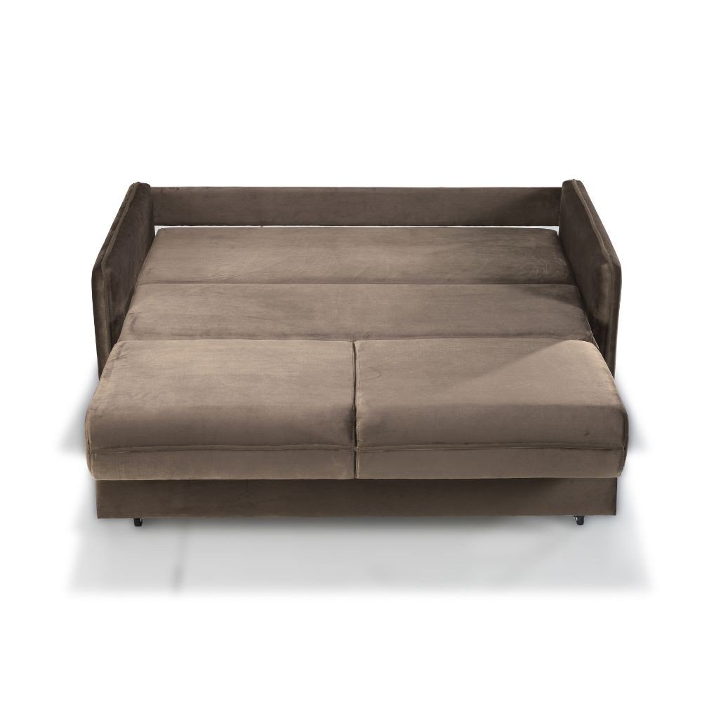 Divano letto 2 posti Alcona con contenitore in tessuto colore cappuccino 67-056