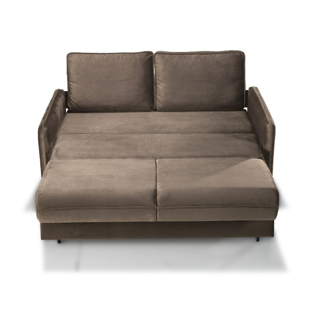 Divano letto 2 posti Alcona con contenitore in tessuto colore cappuccino 67-056