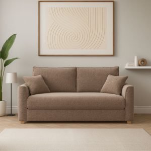 Divano letto Cosy con contenitore in Barrel 19 taupe