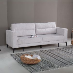 Divano letto Derry 3 posti in tessuto grigio chiaro 07-900