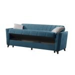 Divano letto Duca con contenitore in velluto Setra blu