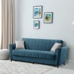 Divano letto Duca con contenitore in velluto Setra blu