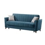 Divano letto Duca con contenitore in velluto Setra blu